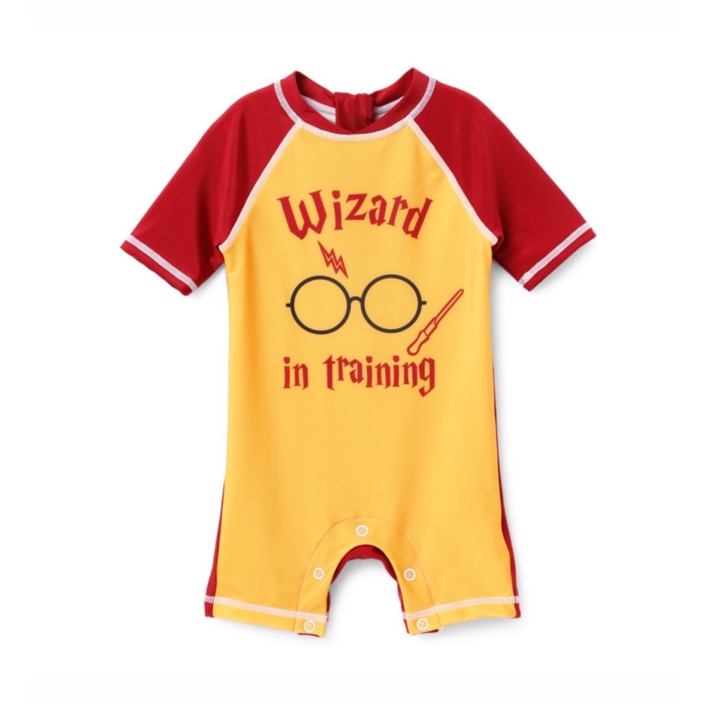 Harry Potter Red & Gold “Wizard in Training” Rashguard Swimsuit Baby Size 12M